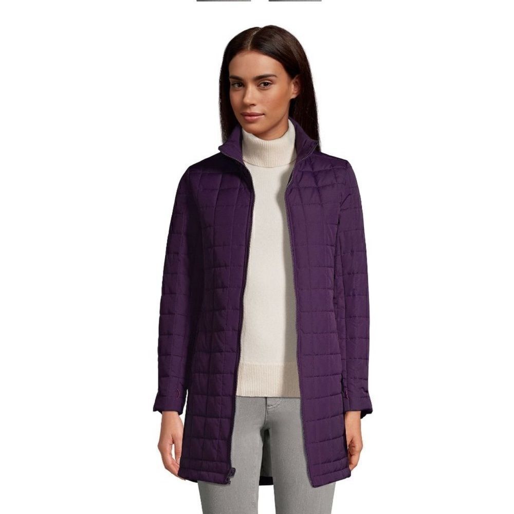 Land's End Plus size prima loft quilted jacket Blackberry lilac L Petite